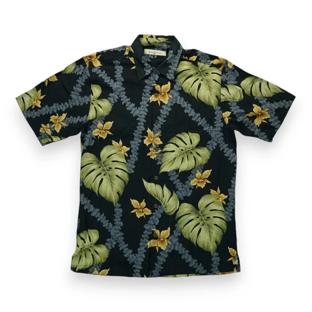 Tommy Bahama Hawaiian Mens Shirt Small Silk Floral Camp Lounge Short Sleeve EUC